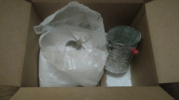 Flock and sifter in a box